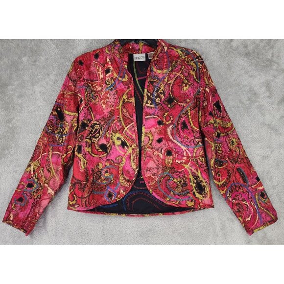 Chico's Jackets & Blazers - Chicos Jacket Womens Size 0 Multicolored Silk Embroidered Beaded Vintage Top